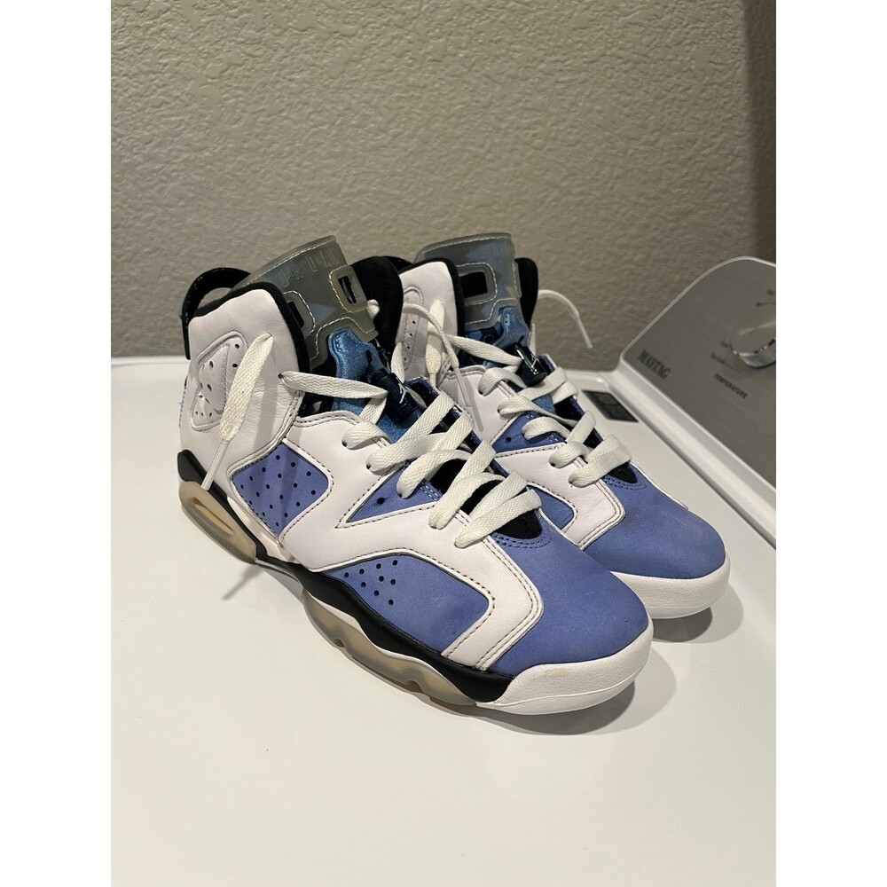 Air Jordan 6 Retro UNC White University Blue Men’s Basketball Shoes Size 6.5Y